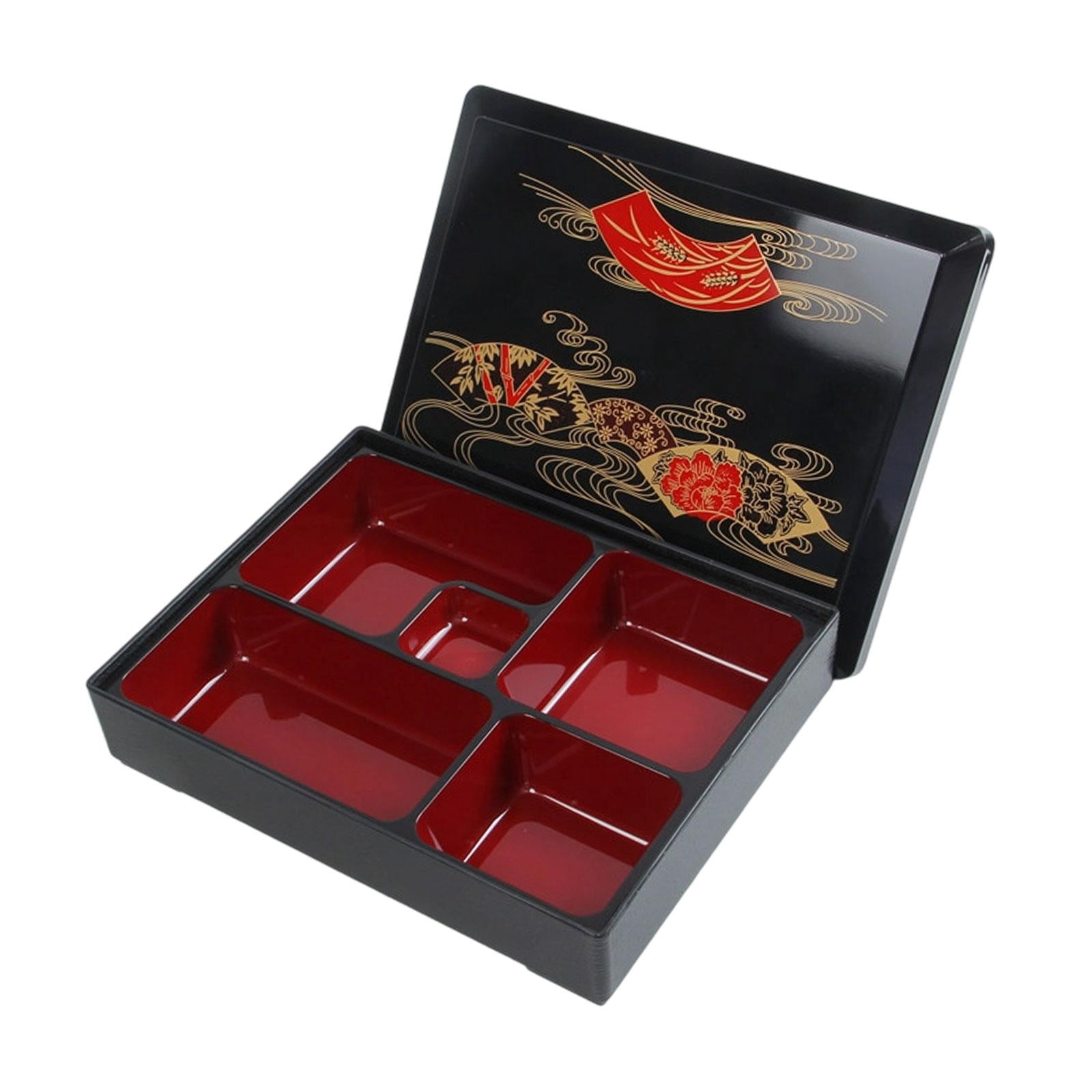 CoudarTitie Japanese Bento Box Lunch Box,Traditional,5 Compartments,with Lid Sushi Tray Food M