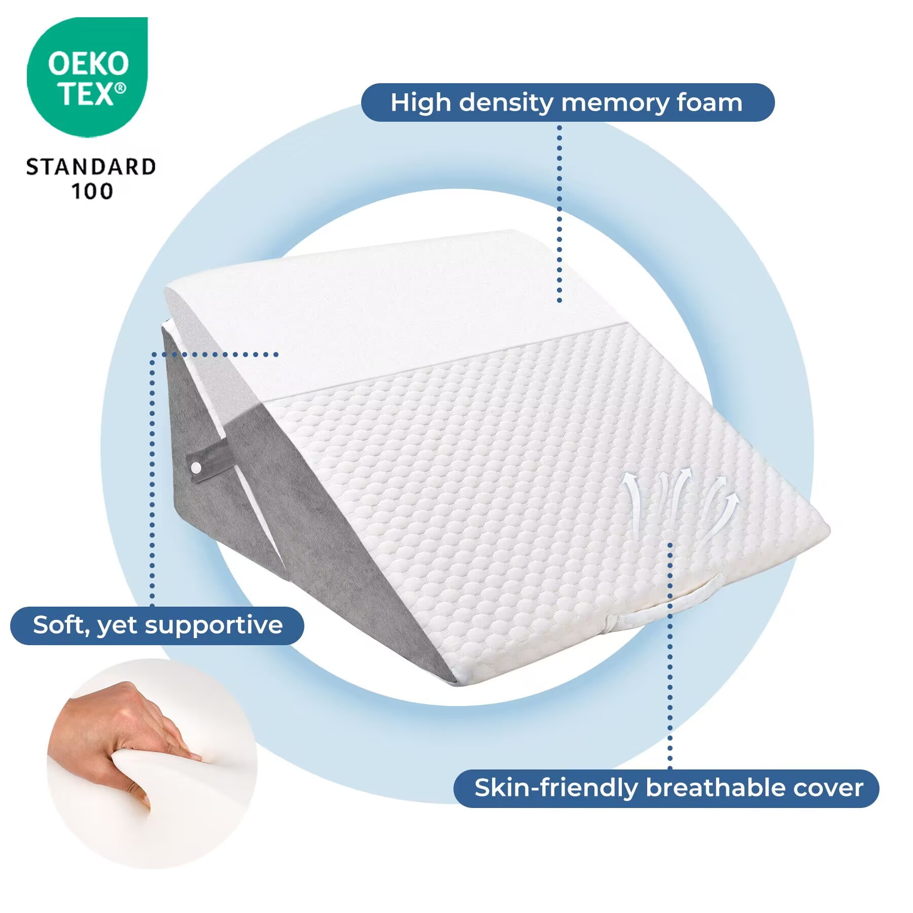 Bed Wedge Pillow, Folding Memory Foam Triangle Pillow for Sleep Apnea, Acid Reflux, Snoring, Leg Elevation, Adjustable Back Support  9&12 Inch for Sitting Up in Bed , Incline Cushion for Sleeping