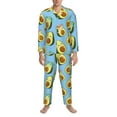 thumbnail image 3 of Fotbe Flowers Avocado Pijama de Hombre con Estampado de Manga Larga, Conjunto de 2 Piezas, Ropa de Dormir Suave y Cómoda con Bolsillos-Medium, 3 of 7