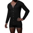 thumbnail image 1 of Mens Onesie Pajamas Henley Jumpsuit Button Down Sleepwear, 1 of 5