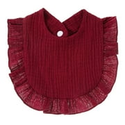Korean Style Baby Feeding Drool Bib Ruffle Solid Infants Lace Saliva Towel Soft Cotton Burp Cloth For Newborn Toddler Kids Bibs Wine red
