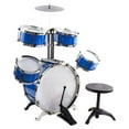 thumbnail image 5 of Classic Rhythm Toy Jazz Drum Set 6 Piece Kids Musical Instrument Playset With 5 Drums, Cymbal, Chair, Bass, Kick Pedal And Drumsticks A Perfect Beginner Gift For Toddlers And Small Children (Blue), 5 of 8