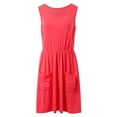 thumbnail image 5 of OSOLU Solid Color Women Casual Dress A-Line Knee Length V-Neck Sleeveless Waist Tie Summer Vacation Dresses Flowy Comfortable Dress Relaxed Fit Sundress Wedding Guest Dress, 5 of 9