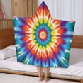 thumbnail image 5 of Colorful Rainbow Tie Dye Spiral Pattern Hooded Bath Towel，50"x30" for Ages 3 To 12 Kids, Quick Dry Lightweight Soft Microfiber Hood Beach Towel Cover Up for Kids, 5 of 7