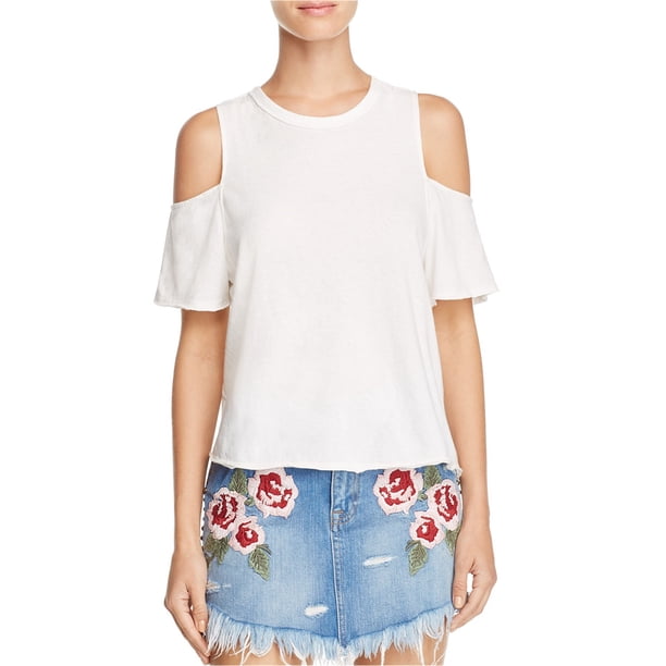 Free People - Camiseta básica Taurus Cold Shoulders para mujer, blanca, mediana Free People Camiseta básica