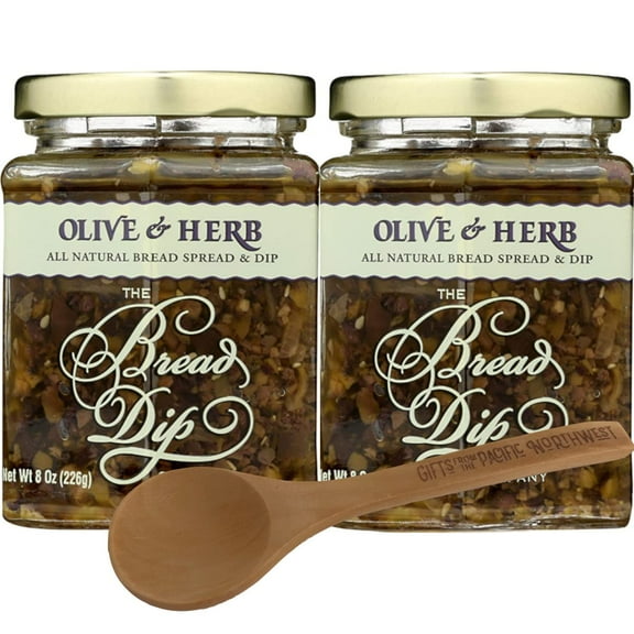 Olive & Herb Dip from The Bread Dip Company 8 Oz Jar (Pack of 2) Bundle with Tasting Spoon | Gourmet Dip Gift Set by Gifts from the Pacific Northwest