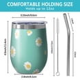 thumbnail image 5 of 12oz Stemless Wine Tumblers Teal Daisy Flower Yellow Centers Pattern Vacuum Insulated Stainless Steel Travel Tumbler Cups Mug with Lid and Straw for Champaign,Cocktail,Beer with Cleaning Brush, 5 of 5