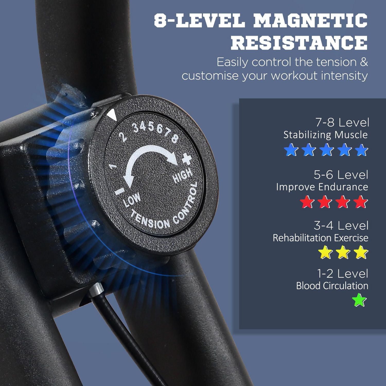 Soozier Vélo d'exercice pliable Vélo d'exercice stationnaire Vélo droit Cardio Workout Résistance à 8 niveaux