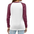 thumbnail image 3 of Hearthz Raglan Sleeve Womens Baseball Tee Color Block Long Sleeve Shirts for Women Dressy Plus Size Fall V-Neck Button Loose Fitting Henley Shirts for Women, 3 of 4