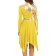 thumbnail image 2 of YONGHS Women Long Sleeve Praise Dance Dress Liturgical Metallic Color Block Worship Robe Dresses Yellow M, 2 of 7