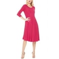 thumbnail image 2 of Women's Plus Size Round Neck 3/4 Sleeves Solid A-Line Midi Dress, 2 of 4