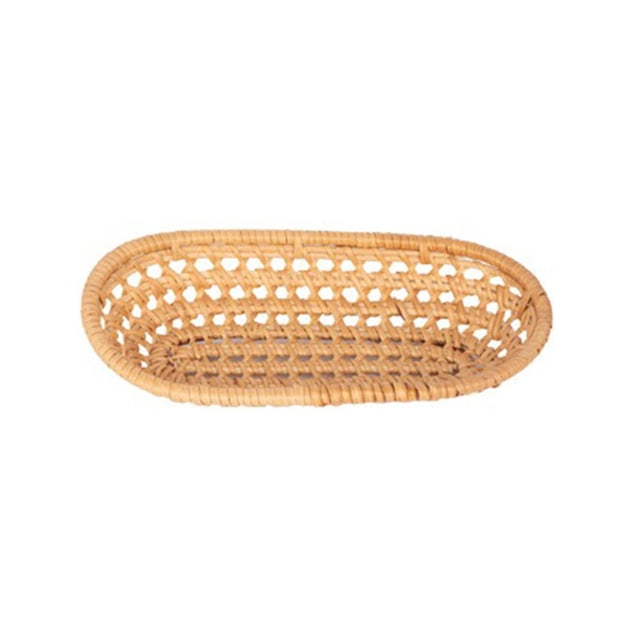 Oval Rattan Woven Storage Basket Kitchen Food Storage Tray For Bread Fruit