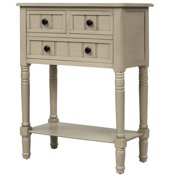 Narrow Console Table, Slim Sofa Table with Three Storage Drawers and