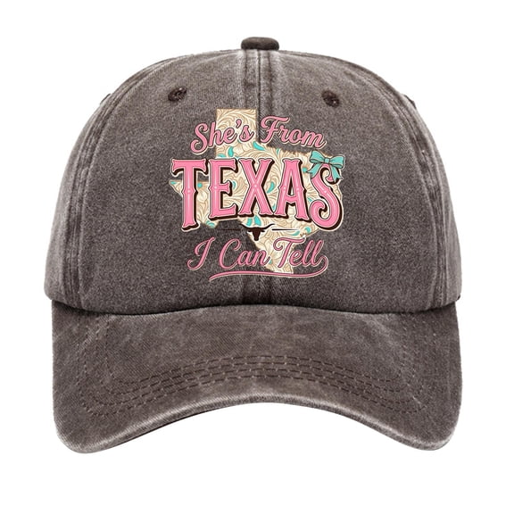 SHE'S FROM TEXAS I CAN TELL Baseball Cap Classic Adjustable Unisex Low Profile Curved Brim Hat for Men Women Daily Wear