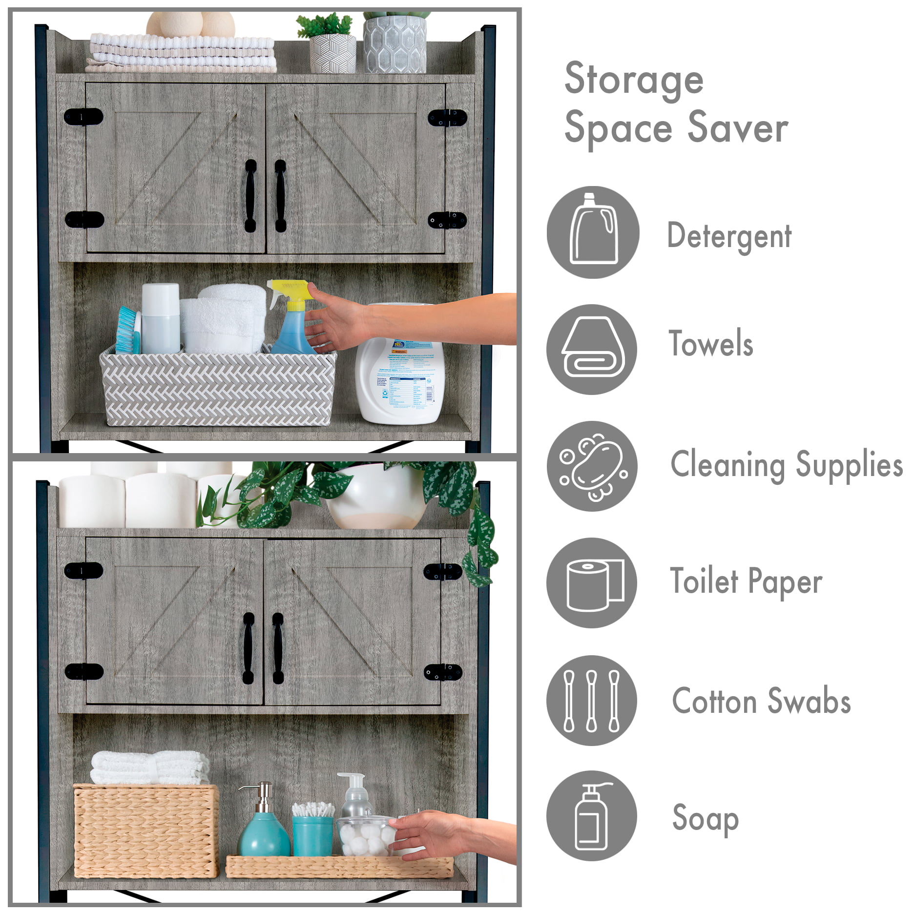 Artiss Bathroom Storage Cabinet Organiser Laundry Cupboard Toilet Space  Saver Shelf