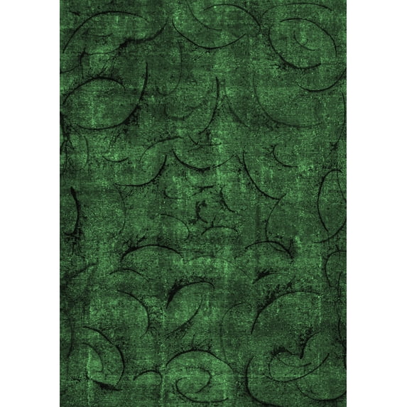 Ahgly Company Indoor Rectangle Abstract Emerald Green Modern Area Rugs, 8' x 10'