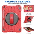 thumbnail image 2 of Dteck Case for iPad 9th/ 8th/ 7th Generation 10.2", Heavy Duty Shell with Rotating Stand/Hand/Crossbody Strap,Sturdy Shockproof iPad 10.2" Case (2021/2020/2019),Red, 2 of 8