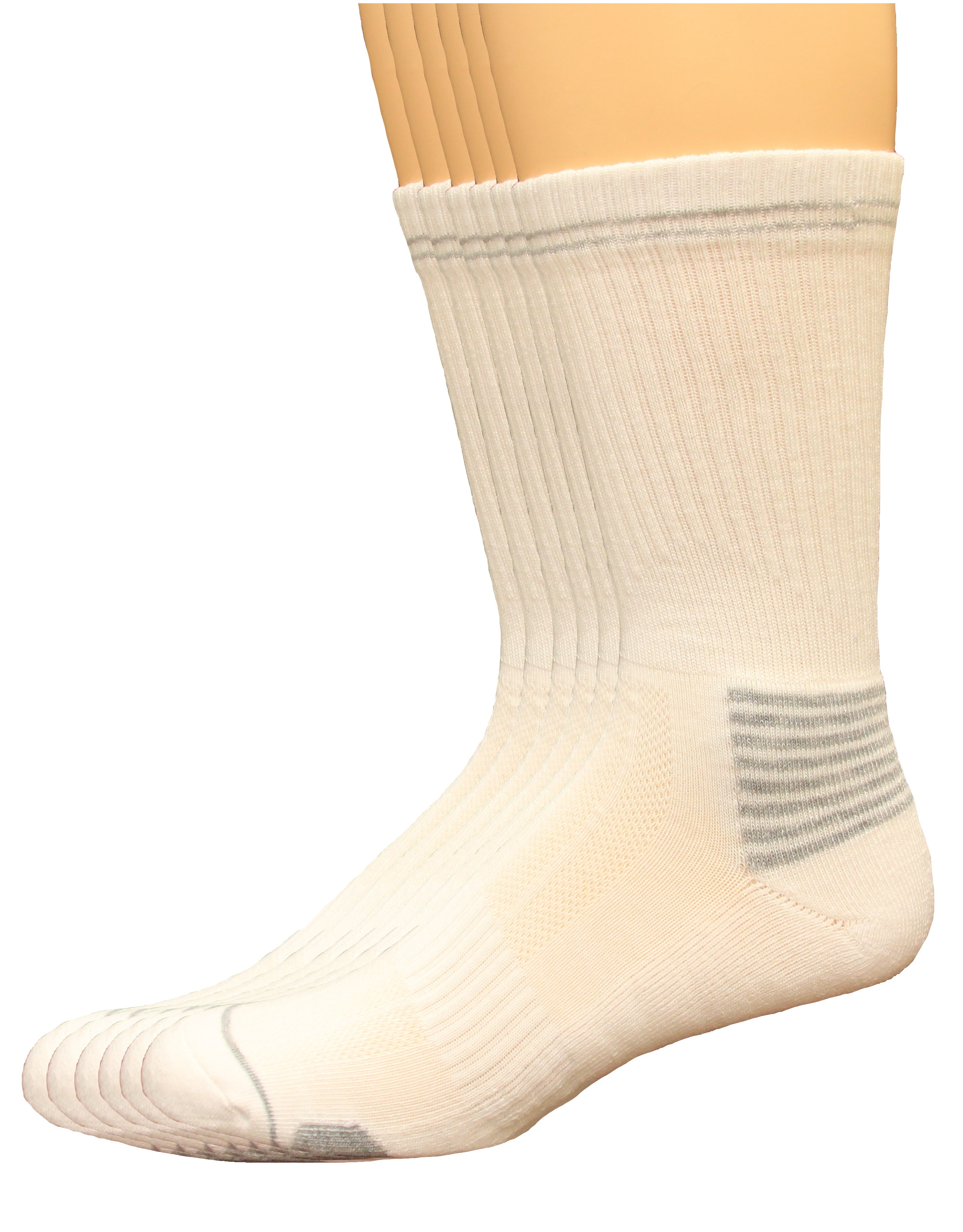 Lee Lee Men's Antimicrobial & Odor Control Crew Socks 6 Pair, White