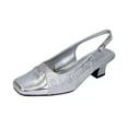 thumbnail image 1 of FLORAL Jolie Women Wide Width Elegant Low Heel Dress Slingback Shoes SILVER 12, 1 of 6