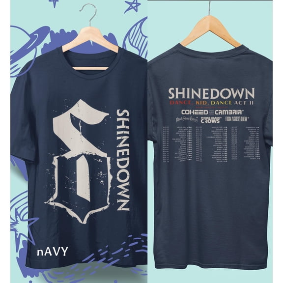 CLOTEX unisex tshirt Shinedown Vintage Style Tee | Retro Rock Band Shirt | Unisex Graphic T-Shirt | Gift for Rock Fans 2026 tour, Navy S