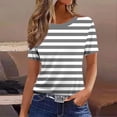thumbnail image 5 of Puyaiuu Women Crew Neck Short Sleeve Striped T Shirts Soft Loose Basic Casual Daily Summer Tees Black XL Birthday Gift, 5 of 5
