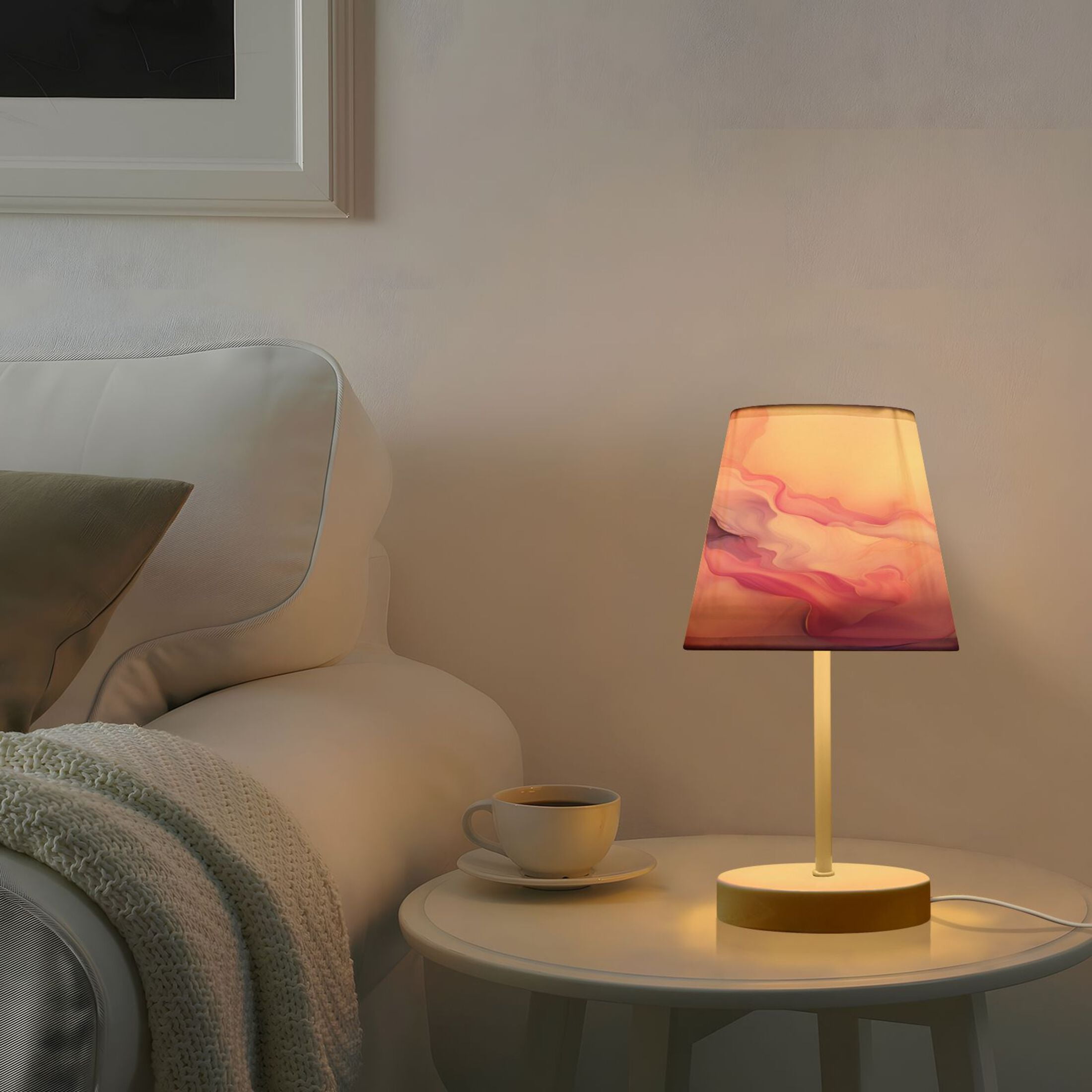 Pink Purple Marble Desk Lamp LED Table Nightstand Lamps with 3 Color Temperatures for Home Bedroom Living Room Decor 6x11