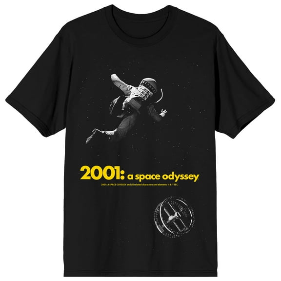 2001 A Space Odyssey Screenshot Collage Art Crew Neck Short Sleeve Men's Black T-shirt-XL