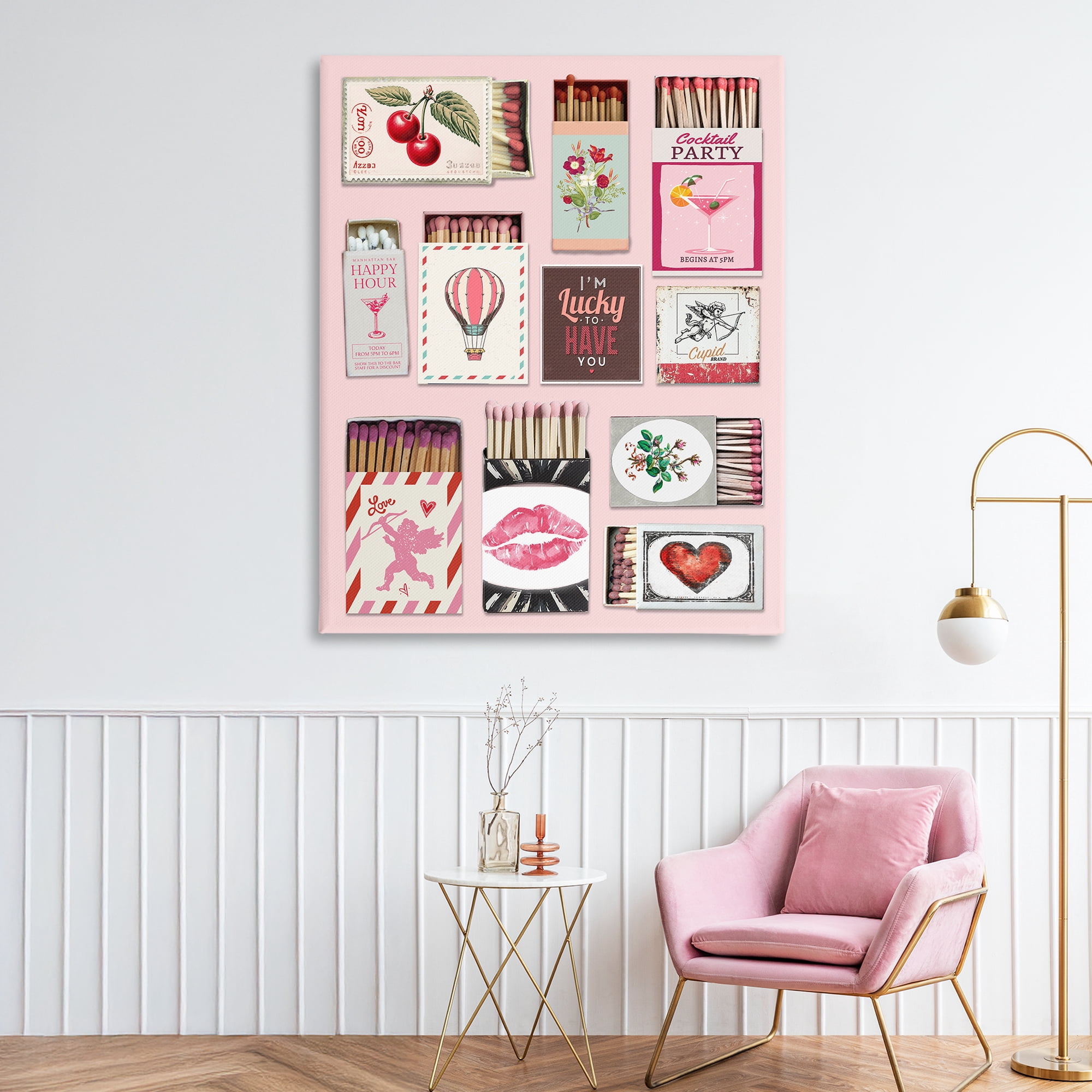 Stupell Industries Vintage Romantic Matchbox Collection Canvas Wall Art, design by CAD Designs