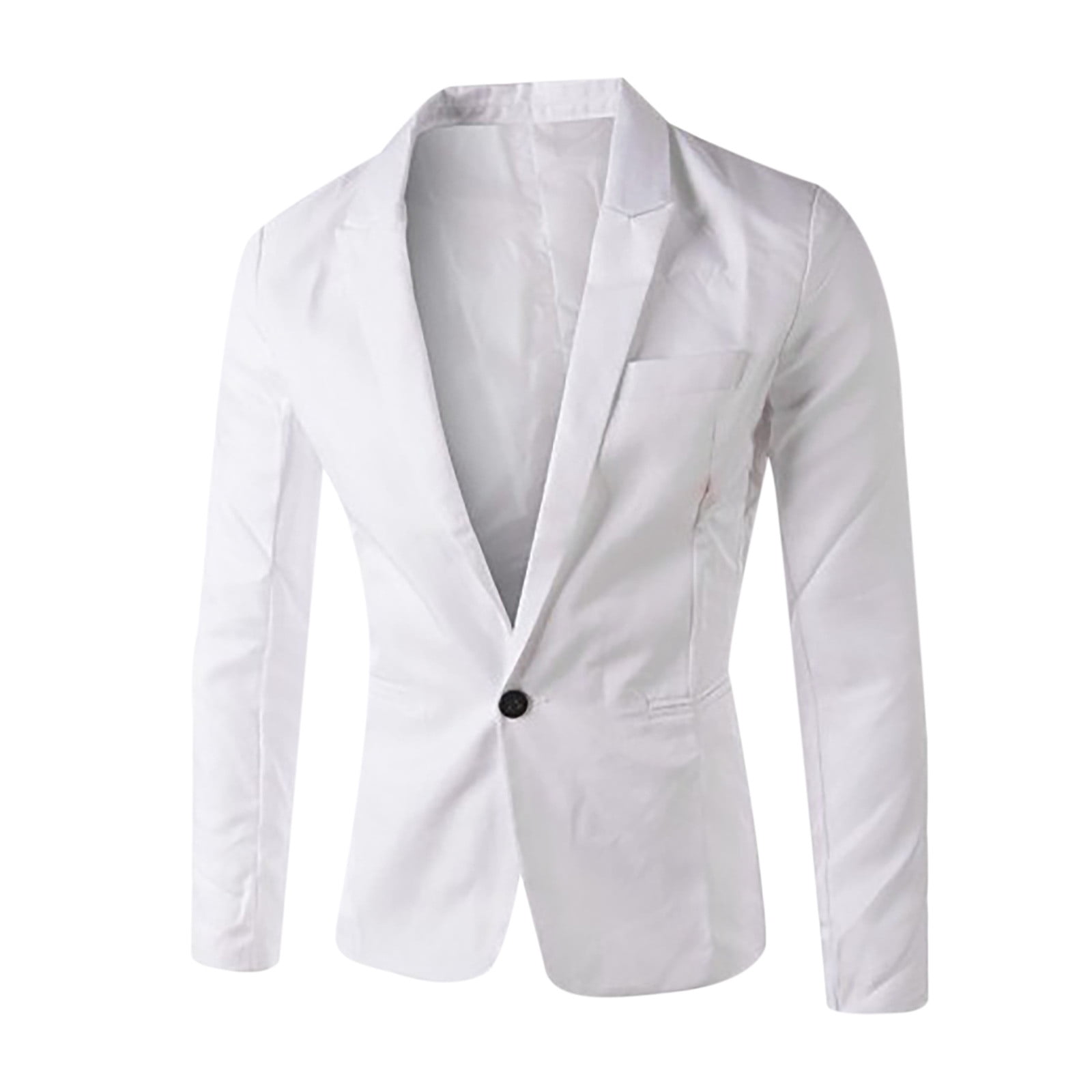 Penkiiy Men s Sport Coats Blazers Linen Suit Jacket Casual Blazer for Men One Button White Clearance Walmart