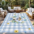 thumbnail image 2 of Easter Rabbits Outdoor Rug for Patio/Deck/Porch, Non-Slip Large Area Rug 3 x 5 Ft, Spring Eggs Tulips Daisy Wreath Bunny Blue Plaid Indoor Outdoor Rugs Washable Area Rugs, Camping Rug Carpet Runner, 2 of 8