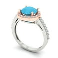 thumbnail image 2 of 1.86 ct Round Cut Simulated Turquoise Solitaire with Simulated Diamond Accents 18K White/Rose Gold Womens Engagement Ring, 2 of 5
