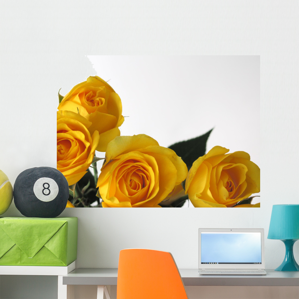 Yellow Roses Wall Mural Decal Sticker, Wallmonkeys Peel & Stick Vinyl