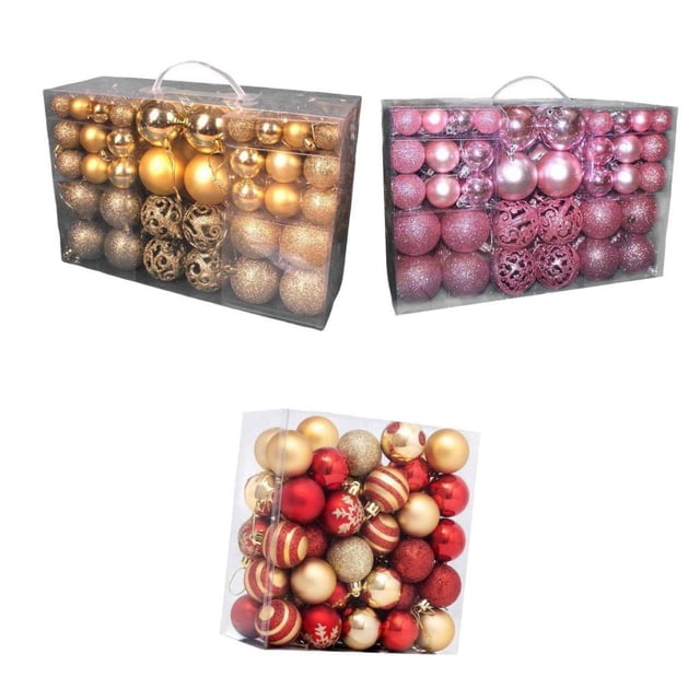 100 Uds Adornos de Bolas de Navidad árbol Decorativo Inastillable Decoraciones para Fiestas Y Vacaciones+100 Piezas de Adornos para árboles de Navidad EstiloG Gloria Colgantes Bolas