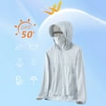 thumbnail image 2 of Summer Lightweight Jacket Women and Men Sun Protection Plus Size Full Zip Hooded Long Sleeve Clothing Shirts with Pockets Unisex Athletic Hiking Workout Sportwear Gray XXL, 2 of 6