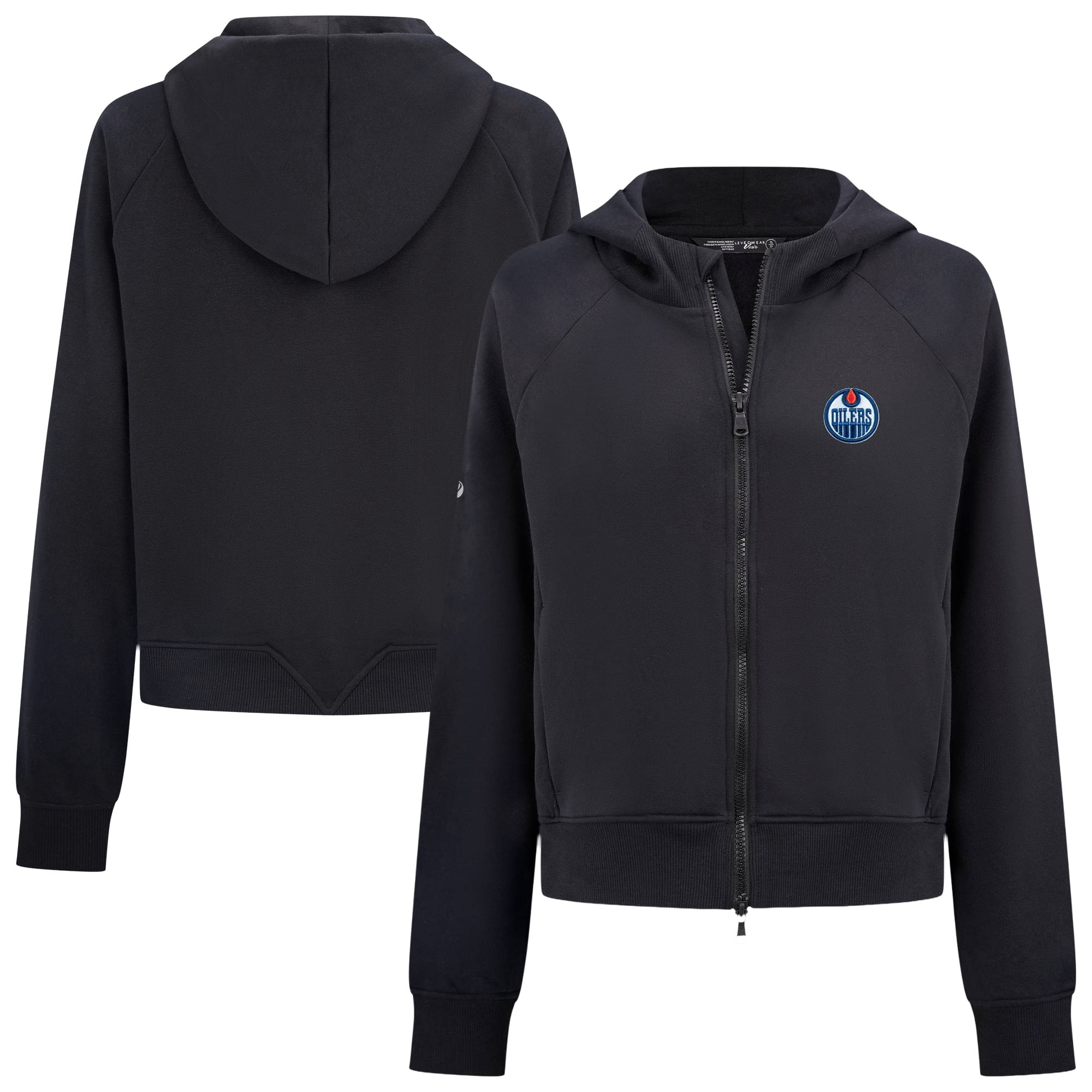 Women's Levelwear Black Edmonton Oilers Judd Raglan Full-Zip Hoodie
