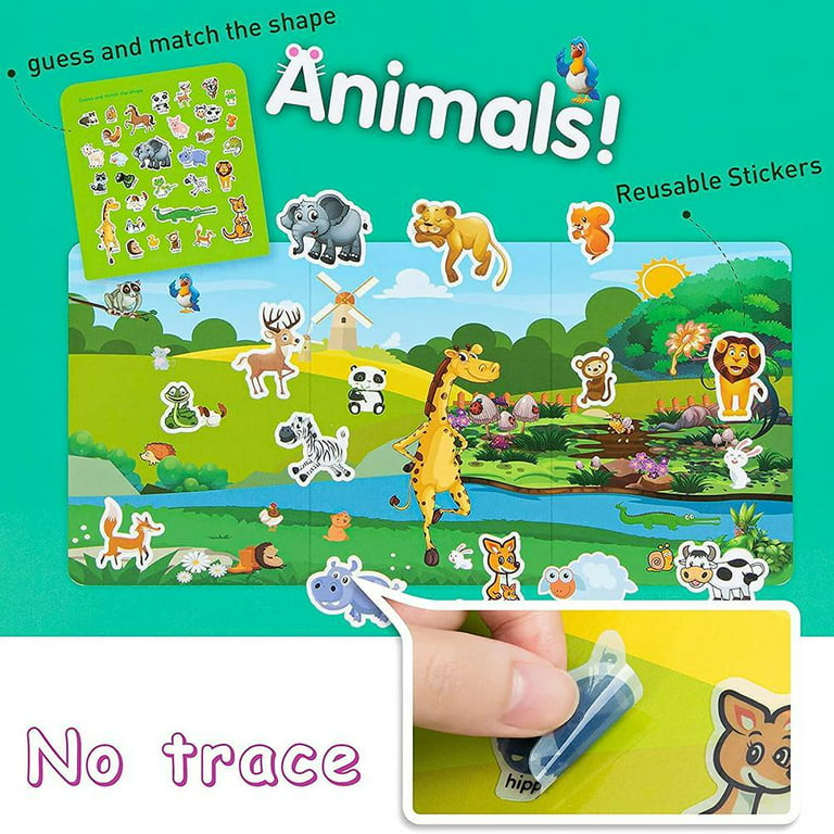 Kids Reusable Sticker Book Multiple Scenarios Cartoon DIY Puzzle