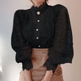 thumbnail image 3 of Women Elegant Lace Trim Shirts Casual Victorian Blouse Long Sleeve Button Down Tops, 3 of 7