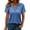 Pure Blue, variant on CHGBMOK Womens V Neck T Shirts Summer Color Block Short Sleeve Tee Top