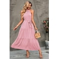 thumbnail image 2 of PRETTYGARDEN Women's Summer Floral Maxi Sun Dress Sleeveless Halter Neck Flowy Ruffle Hem Long Boho Dresses with Belt, 2 of 6