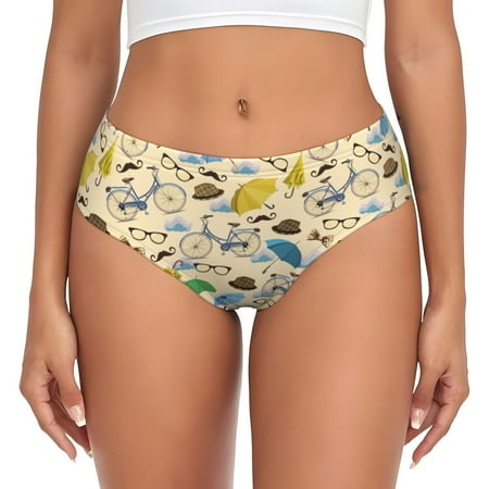 Womens Underwear - Bike Pattern umbrella No Show Seamless Underwear for Women  Soft Stretch Womens Panties  Hipster Ladies Panties Bikini Underwear Briefs