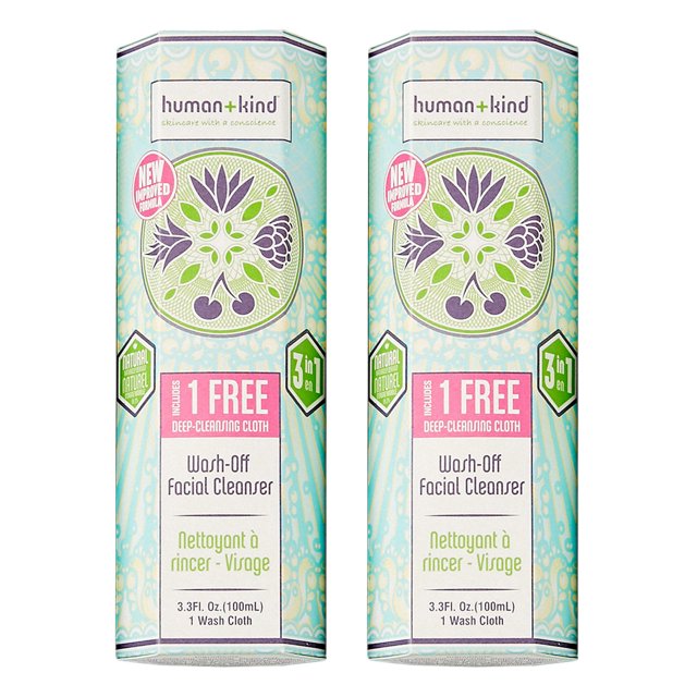 Limpiador facial lavable - Paquete de 2 de Human+Kind para unisex - Limpiador de 3,38 oz