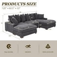 thumbnail image 2 of MOONMISS 122" Large Modular Sectional Corduroy Sofa with Adjustable Headrests, Comfy L-Shaped Cloud Couch, Modern Living Room Furniture Reclining Couches,Sofas Simple Assembly,Gray, 2 of 6