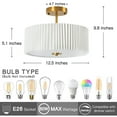 thumbnail image 2 of BESTOMINE Semi Flush Mount Ceiling Light,12.5 inch Drum Ceiling Light Fixture,Gold Light Fixtures Ceiling Mount,Cream White with Pleated Fabric Shade,Modern Ceiling Light for Bedroom,Hallway, 2 of 6