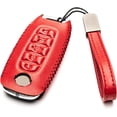 thumbnail image 2 of Vitodeco Genuine Leather Smart Key Fob Case Compatible with Nissan Sentra, Versa, Rogue, Pathfinder, Murano, Kicks, Ariya, Armada (5-Button, Red), 2 of 5