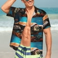 thumbnail image 7 of Bingfone Men's Short Sleeve Button Down Shirts Hawaiian Realistic Turtle Printed Beach Shirt, 7 of 7