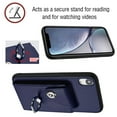 thumbnail image 4 of Wallet Case Compatible for iPhone XR with Card Holder, Rotation Finger Ring Kickstand Card Slots Case, Classic PU Leather Shockproof Magnetic Button Cover for iPhone XR, Blue, 4 of 6