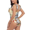 thumbnail image 5 of Yiaed Hello Summer Cute Gnome Print Women's Ruffled One Piece Swimsuit V Neck Swimwear Slimming Monokini for Woman-Medium, 5 of 8