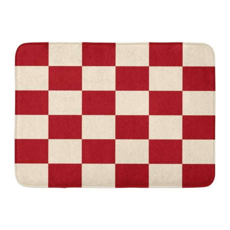 Diamana Red Board SIDONKU Yellow Pattern Red Cream Chess Board Beige Checkered Burgundy Chessboard Doormat Floor Rug Bath Mat 23.6x15.7 inch ()