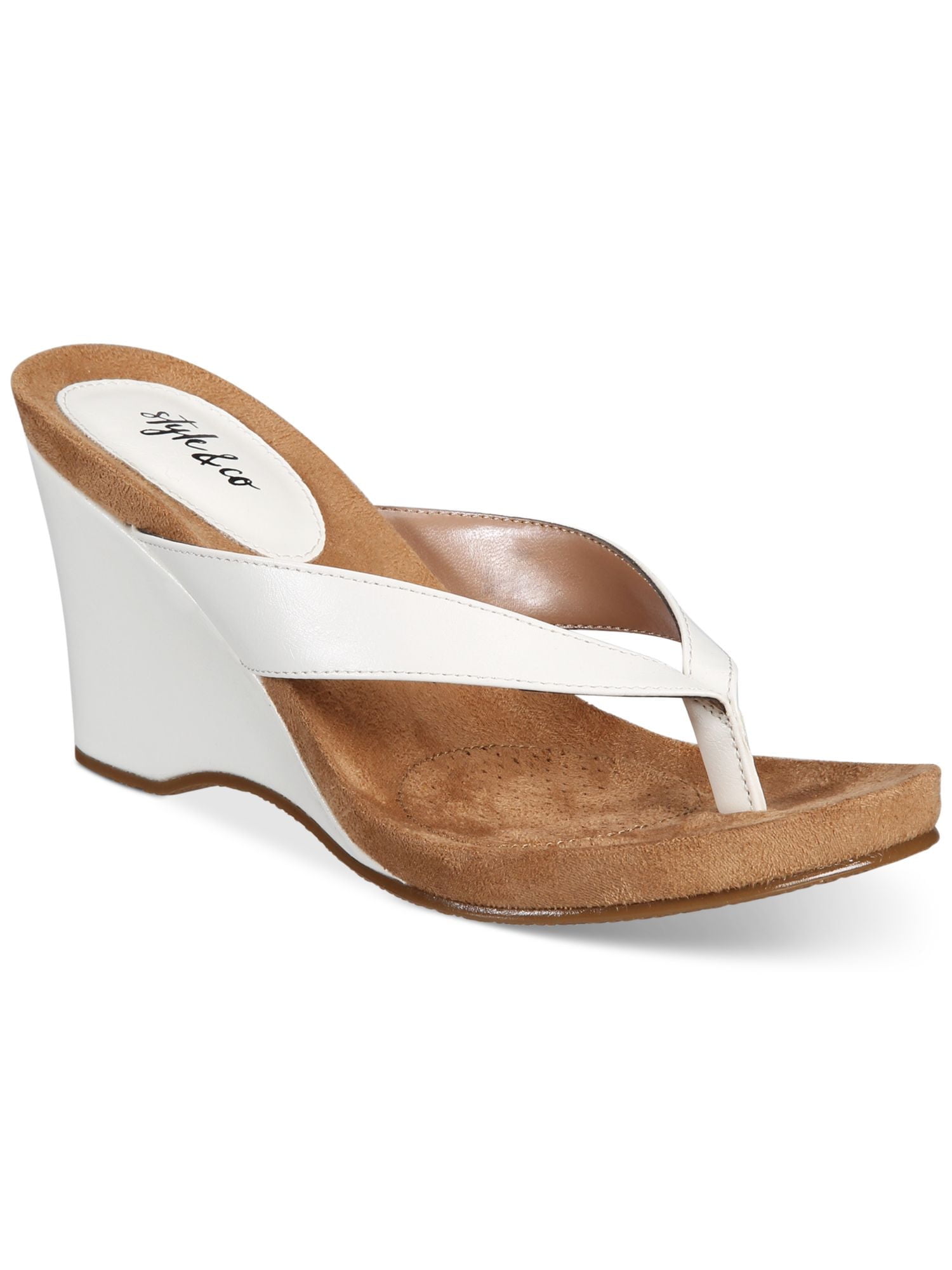 Style & Company Womens White 1/2" Platform Padded Comfort Chicklet