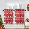 thumbnail image 1 of 2 Pcs Christmas Tree Deer Print Tier Curtain, Rod Pocket Boho Xmas Small Curtain, 1 of 8